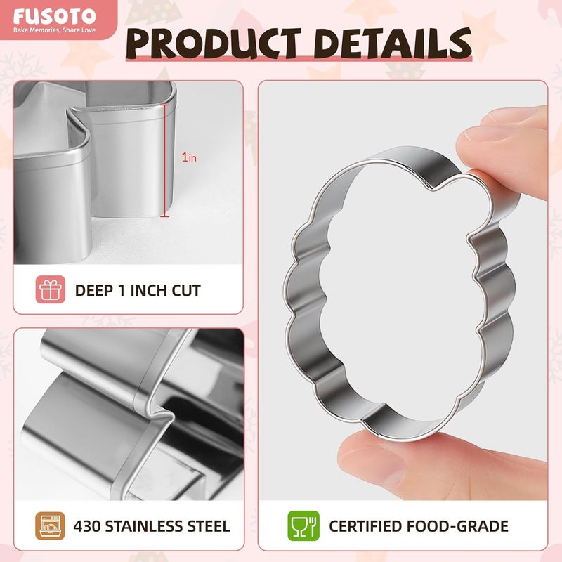FUSOTO 6PCS Santa Cookie Cutter Set, Christmas Cookie Cutters, Holiday Shaped Biscuit Molds, Stainless Steel Baking Supplies for Homemade Cookies, Christmas Santa - Image 5